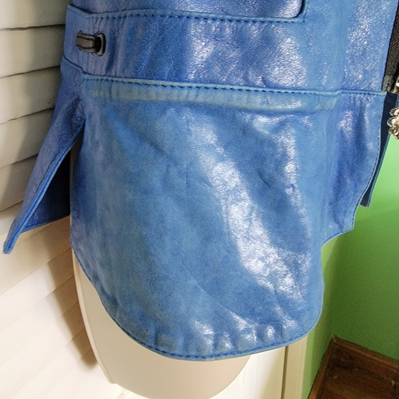 Royal Underground Royal Blue Leather Jacket sz small sz 6 8 - Picture 5 of 16